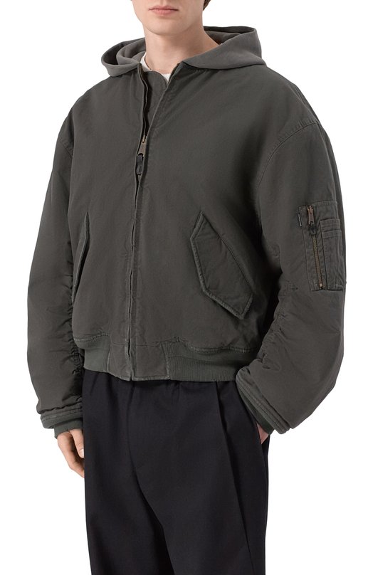 Хлопковый бомбер Balenciaga 857699/TTP10 Зелёный  857699/TTP10 Фото 3
