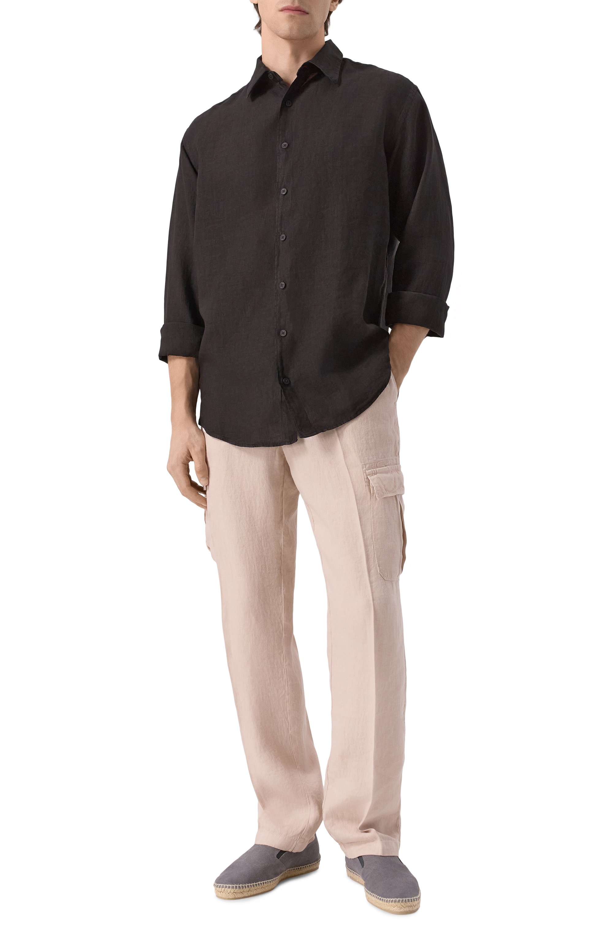 Льняная рубашка INLINUM черного цвета по цене 26350 руб., арт. VALENTIN0_21, фото 2 Льняная рубашка INLINUM, арт. VALENTIN0_21, фото 2