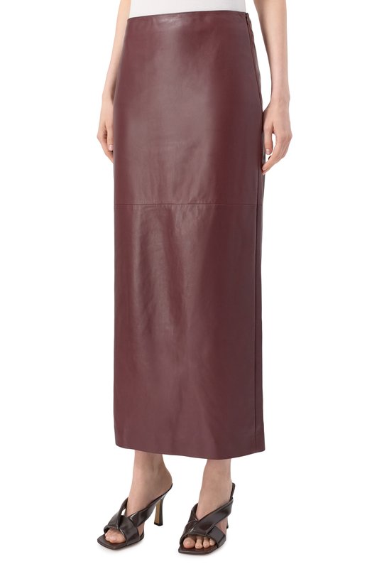 Кожаная юбка Brunello Cucinelli MPNGPG3891 Бордовый  MPNGPG3891 Фото 3