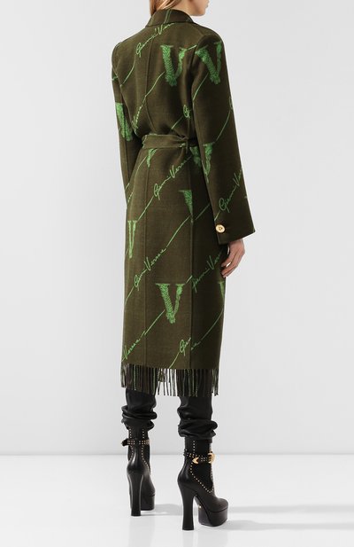 Шерстяное пальто VERSACE зеленого цвета по цене 672000 руб., арт. A85655/A232903, фото 4 Шерстяное пальто VERSACE, арт. A85655/A232903, фото 4
