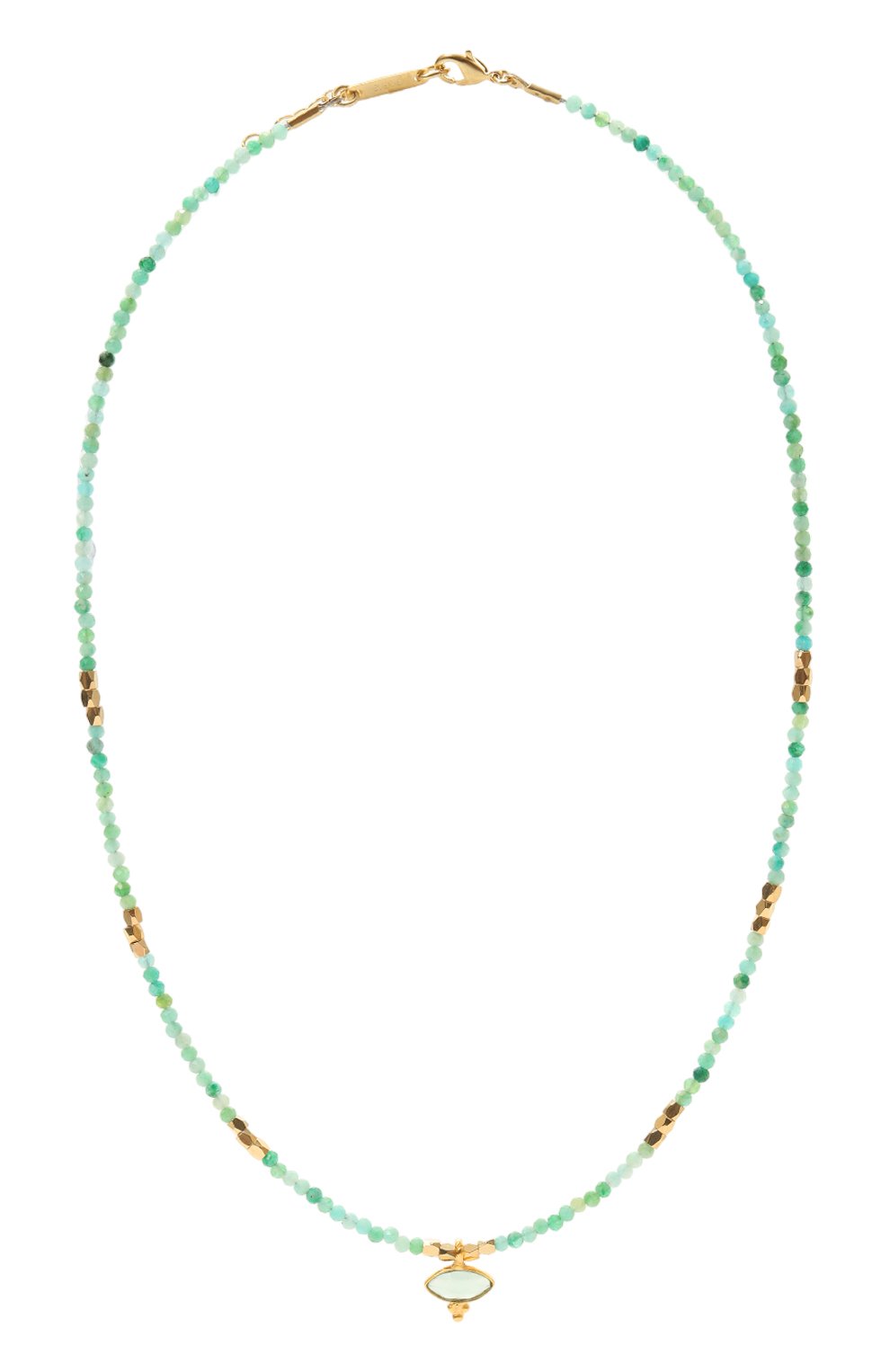 Колье HANKA_IN зеленого цвета по цене 16700 руб., арт. EYE-CH-AMA-CAL-1M, фото 1 Колье HANKA_IN, арт. EYE-CH-AMA-CAL-1M, фото 1