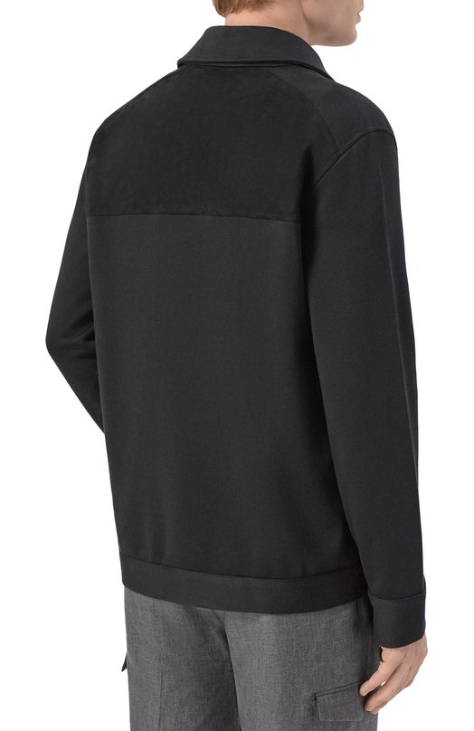 Кардиган с замшевой отделкой Stefano Ricci KJ16593PAB/R26107_001 Чёрный  KJ16593PAB/R26107_001 Фото 4