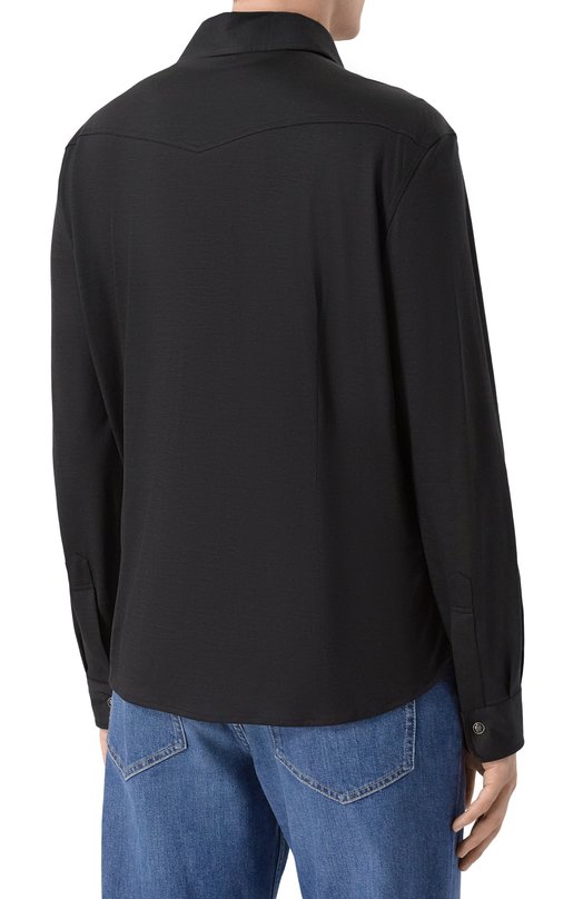 Шерстяная рубашка Marco Pescarolo RIB0T/53Y04 Чёрный  RIB0T/53Y04 Фото 4