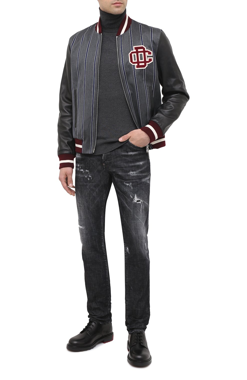 Бомбер из шерсти и хлопка DSQUARED2 серого цвета по цене 141500 руб., арт. S74AM1069/S52988, фото 2 Бомбер из шерсти и хлопка DSQUARED2, арт. S74AM1069/S52988, фото 2