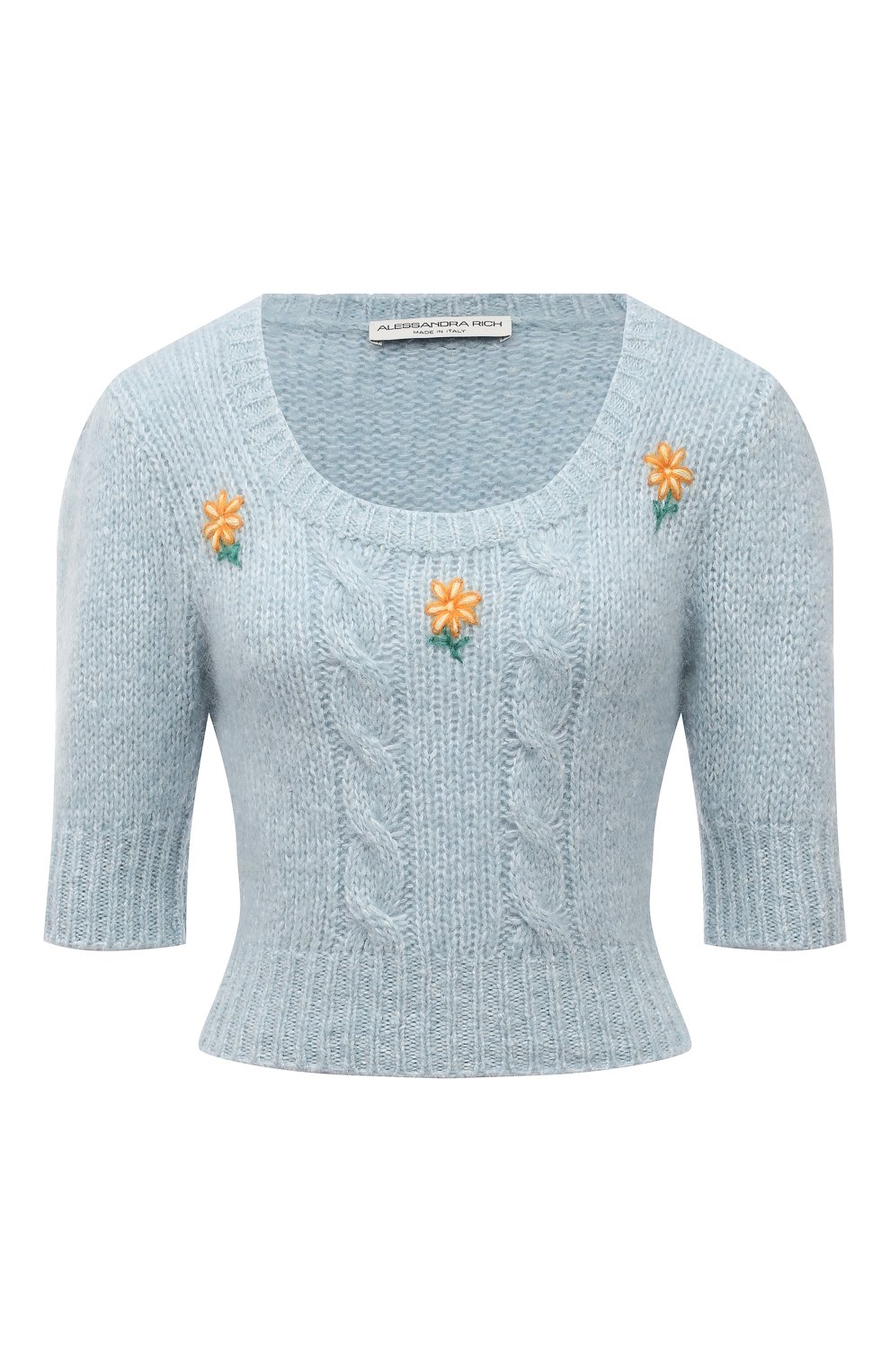 Шерстяной пуловер ALESSANDRA RICH голубого цвета по цене 54400 руб., арт. FAB2461-K3212, фото 1 Шерстяной пуловер ALESSANDRA RICH, арт. FAB2461-K3212, фото 1