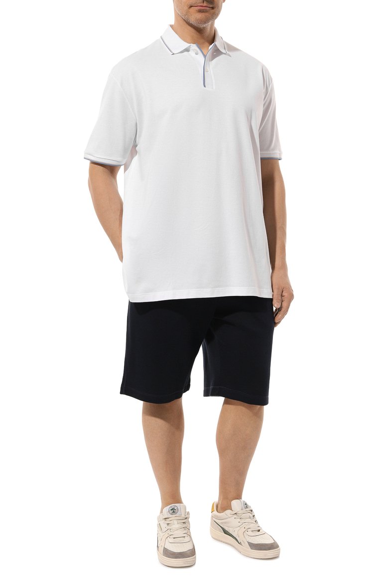 Мужские хлопковые шорты PAUL&SHARK темно-синего цвета, арт. 24411715/3XL-6XL | Фото 2 (Материал внешний: Хлопок; Длина Шорты М: Ниже колена; Случай: Повседневный; Принт: Без принта; Стили: Спорт-шик; Автоматизация состава: Проставлено; Детали: Без декора; Автоматизация ТО: Проставлено)