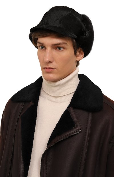 Шапка-ушанка из меха каракульчи и норки FURLAND черного цвета по цене 46000 руб., арт. 0169720010005600005, фото 5 Шапка-ушанка из меха каракульчи и норки FURLAND, арт. 0169720010005600005, фото 5