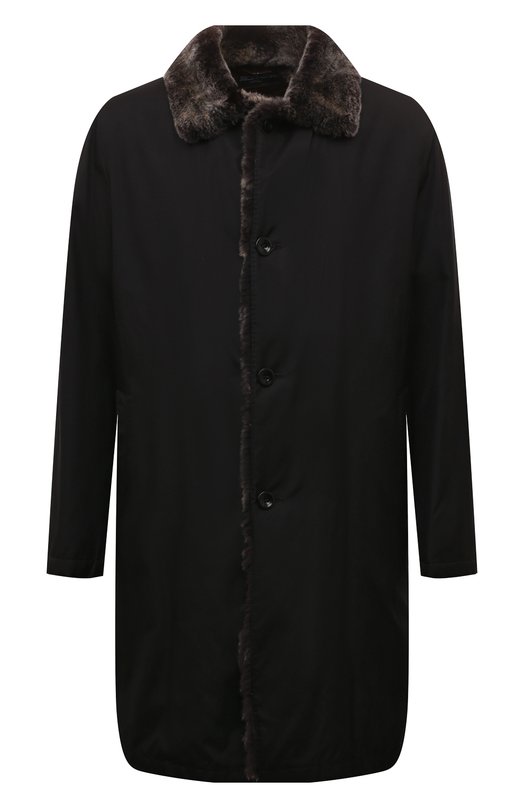 

Пальто с меховой подкладкой Kiton, Чёрный