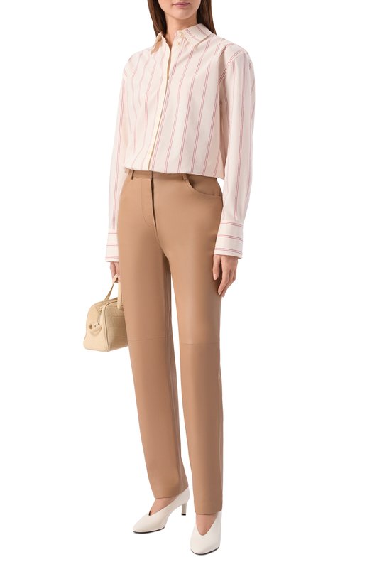 Кожаные брюки 12 STOREEZ 138596 Коричневый  138596 Фото 2