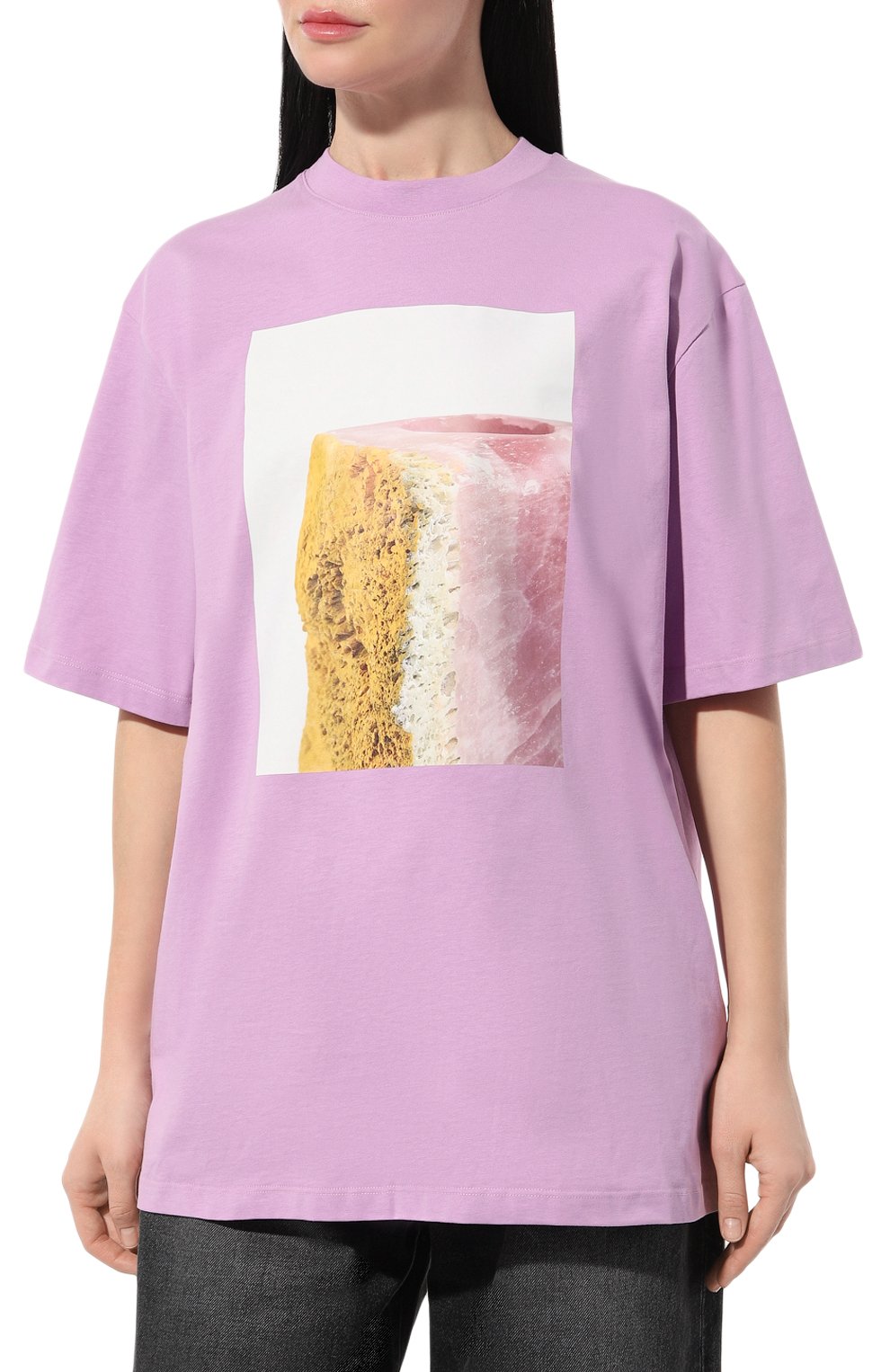 Хлопковая футболка MSGM фиолетового цвета по цене 19950 руб., арт. 3646MM02/247298, фото 3 Хлопковая футболка MSGM, арт. 3646MM02/247298, фото 3