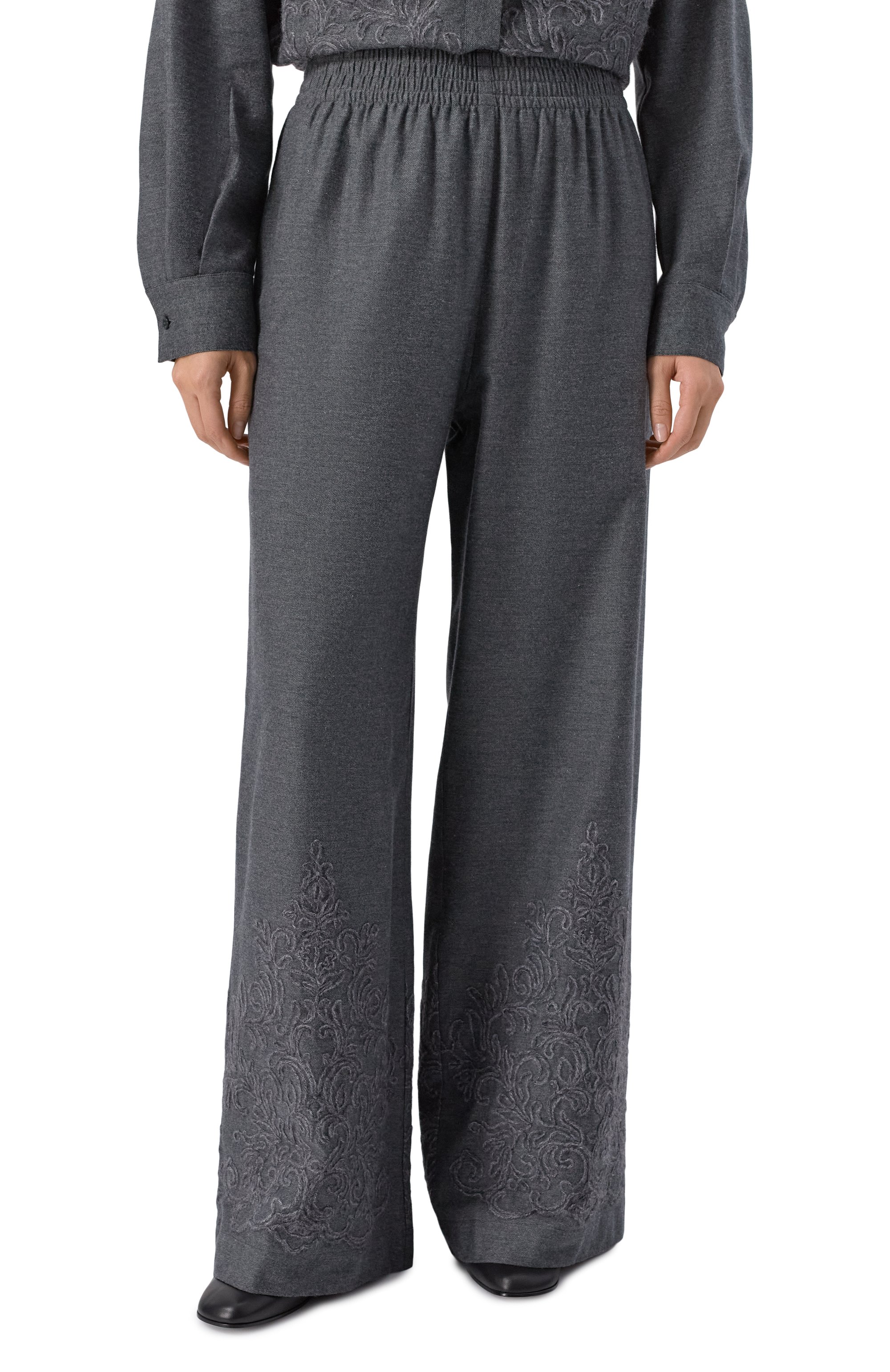 Хлопковые брюки ERMANNO SCERVINO серого цвета по цене 89400 руб., арт. D474P300XQH, фото 3 Хлопковые брюки ERMANNO SCERVINO, арт. D474P300XQH, фото 3