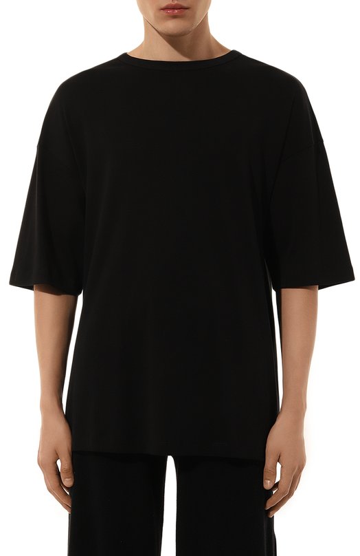 Хлопковая футболка Ann Demeulemeester 2402-M-JTS06-33-FA045-099 Чёрный  2402-M-JTS06-33-FA045-099 Фото 3