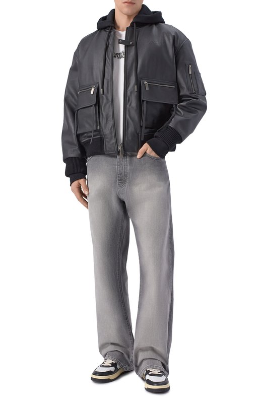 Кожаный бомбер Off-White 0MJA13SS26LEA001 Чёрный  0MJA13SS26LEA001 Фото 2