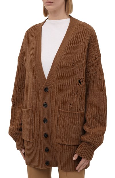 Шерстяной кардиган DSQUARED2 коричневого цвета по цене 89950 руб., арт. S75HA1084/S17407, фото 3 Шерстяной кардиган DSQUARED2, арт. S75HA1084/S17407, фото 3
