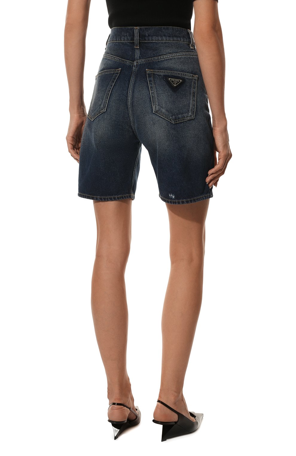 Джинсовые шорты PRADA, арт. GFP471-1ZAC-F0008-212, фото 4