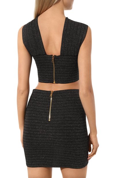 Топ BALMAIN темно-серого цвета по цене 110000 руб., арт. BF0AB046KF12, фото 4 Топ BALMAIN, арт. BF0AB046KF12, фото 4