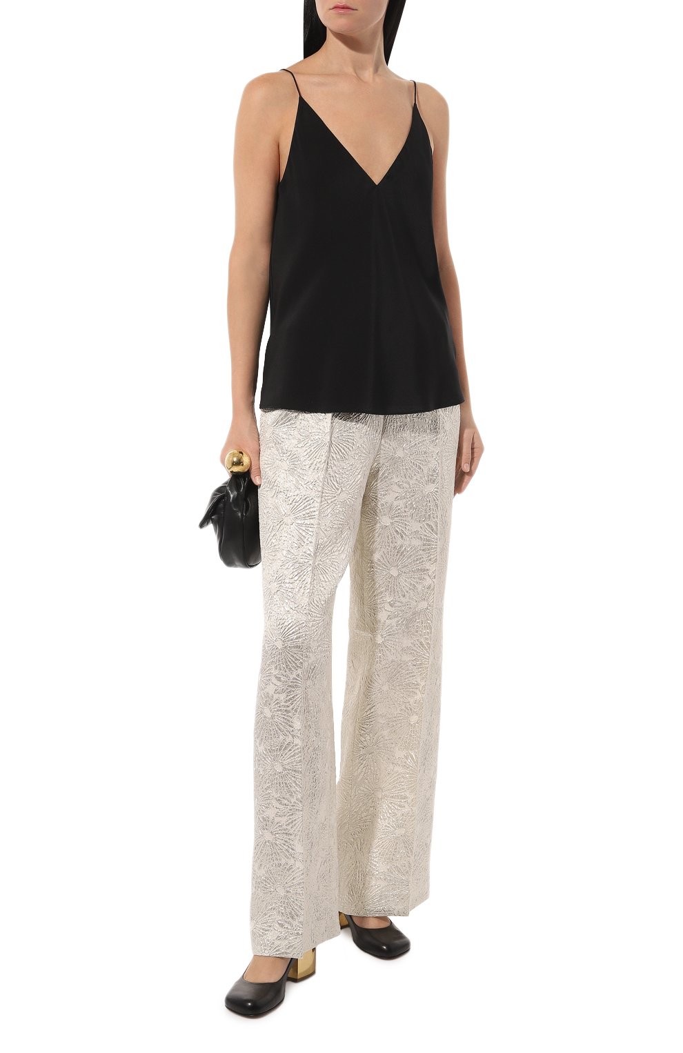 Шелковые брюки DRIES VAN NOTEN серебряного цвета по цене 95500 руб., арт. 232-010918-7077, фото 2 Шелковые брюки DRIES VAN NOTEN, арт. 232-010918-7077, фото 2