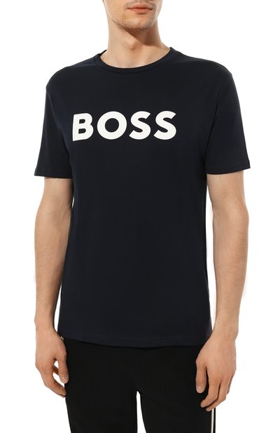 Хлопковая футболка BOSS ORANGE темно-синего цвета по цене 7490 руб., арт. 50481923, фото 3 Хлопковая футболка BOSS ORANGE, арт. 50481923, фото 3