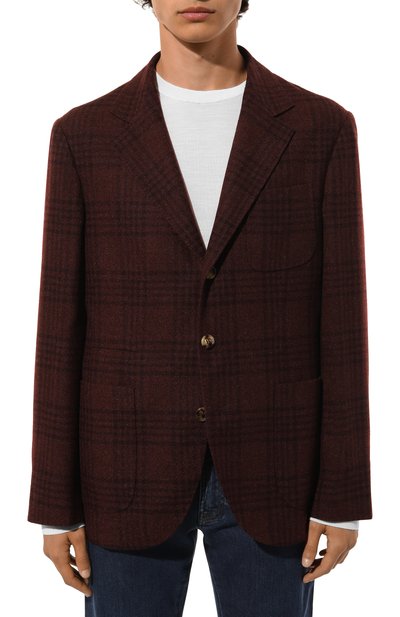 Пиджак из шерсти и шелка BRUNELLO CUCINELLI бордового цвета по цене 543000 руб., арт. MY4377BND, фото 4 Пиджак из шерсти и шелка BRUNELLO CUCINELLI, арт. MY4377BND, фото 4