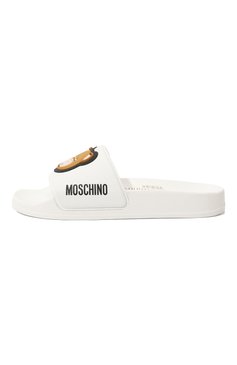 Детские шлепанцы MOSCHINO белого цвета, арт. 77496/36-41 | Фото 2 (Материал сплава: Проставлено; Нос: Не проставлено; Материал внутренний: Текстиль; Материал внешний: Пластик, Резина)