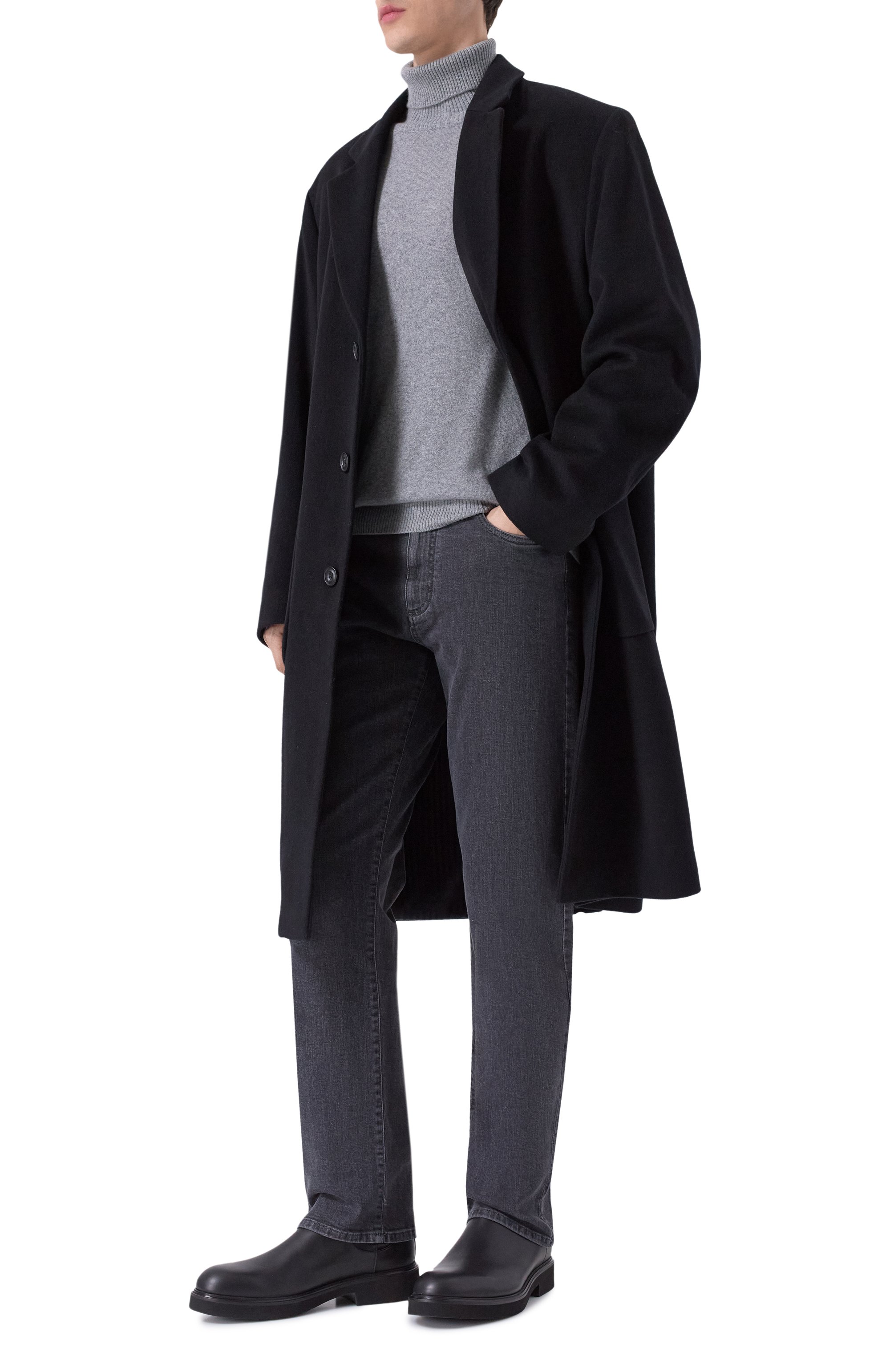 Шерстяное пальто HUGO черного цвета по цене 54950 руб., арт. 50549287, фото 2 Шерстяное пальто HUGO, арт. 50549287, фото 2