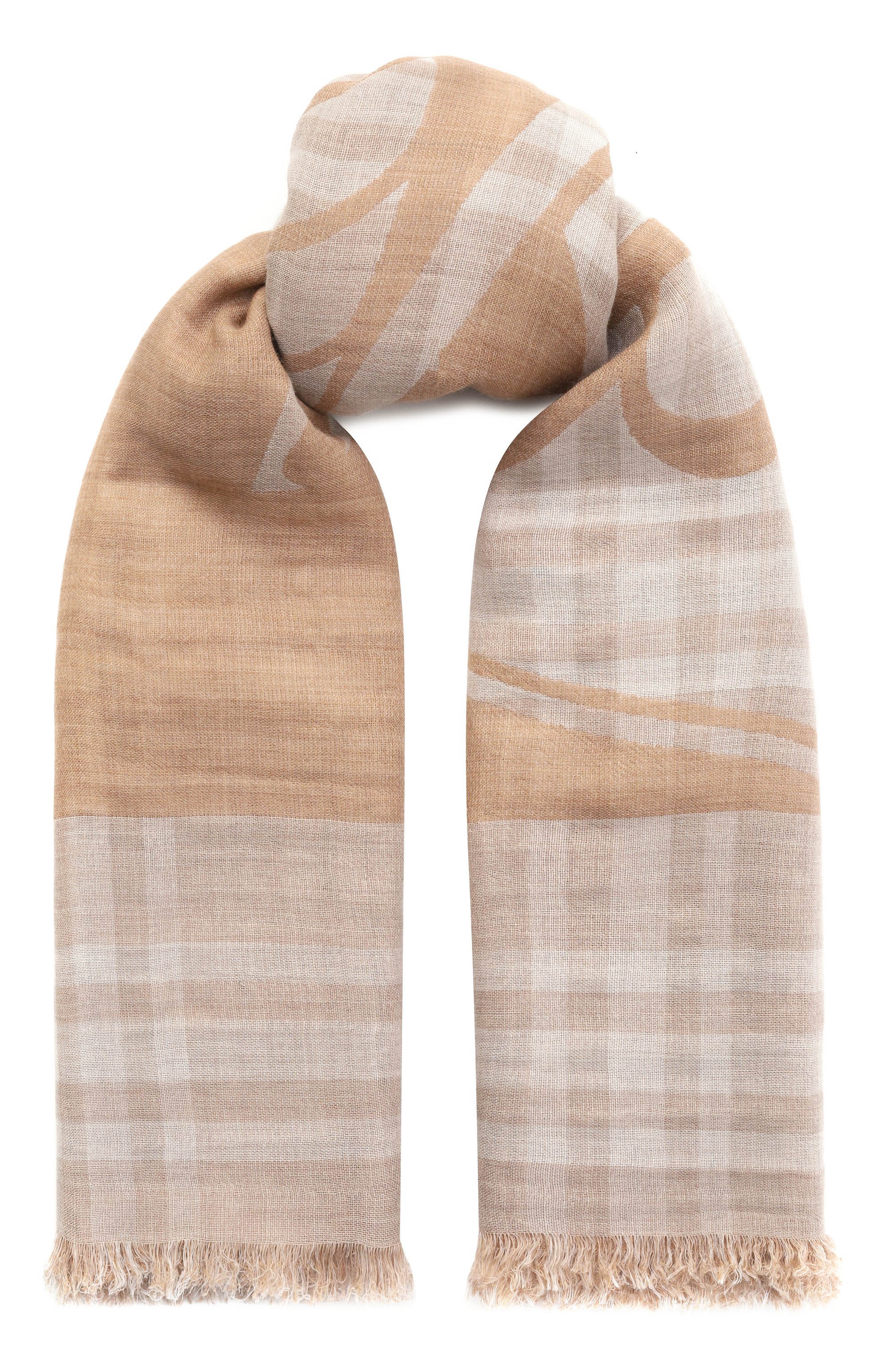 Шерстяная шаль BURBERRY бежевого цвета по цене 69950 руб., арт. 8104832, фото 1 Шерстяная шаль BURBERRY, арт. 8104832, фото 1