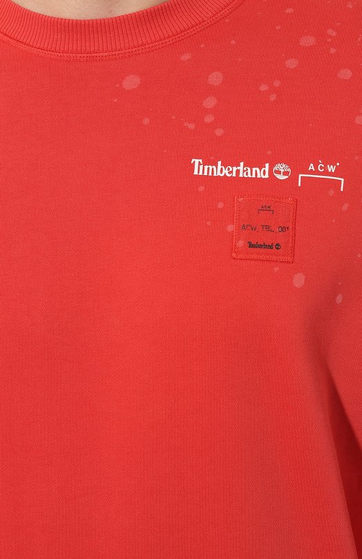 Хлопковый свитшот A-COLD-WALL* x Timberland A-COLD-WALL Красный, фото 5