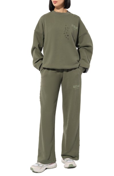Хлопковый свитшот COMME DES FUCKDOWN зеленого цвета по цене 13250 руб., арт. CFABW01185, фото 2 Хлопковый свитшот COMME DES FUCKDOWN, арт. CFABW01185, фото 2