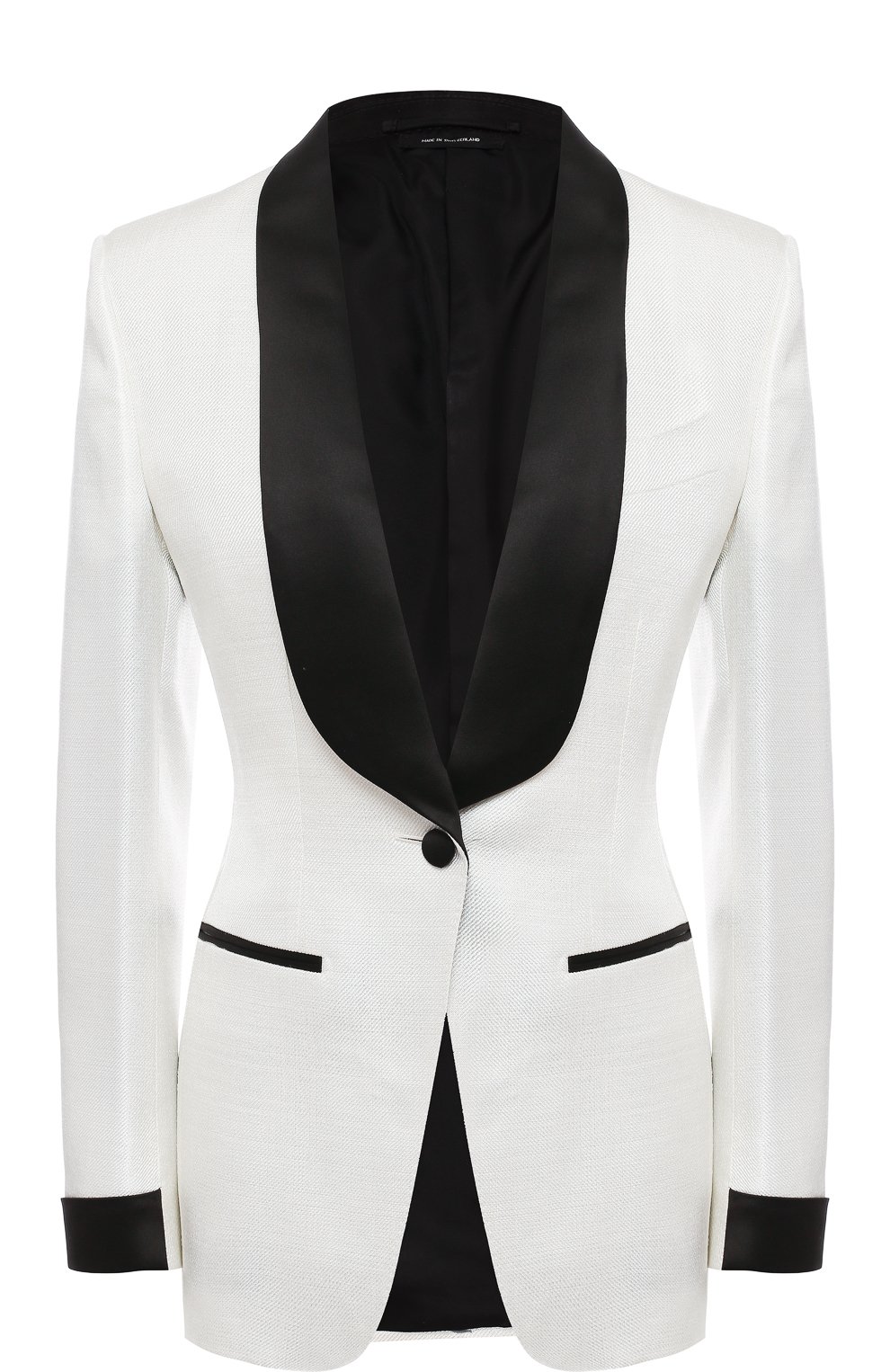 Однотонный приталенный жакет TOM FORD белого цвета по цене 317500 руб., арт. 118GI2480-FAX319, фото 1 Однотонный приталенный жакет TOM FORD, арт. 118GI2480-FAX319, фото 1