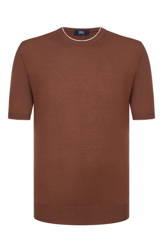 Джемпер из кашемира и шелка Fedeli MU0L5718B/CASMERE SETA BIC Коричневый MU0L5718B/CASMERE SETA BIC