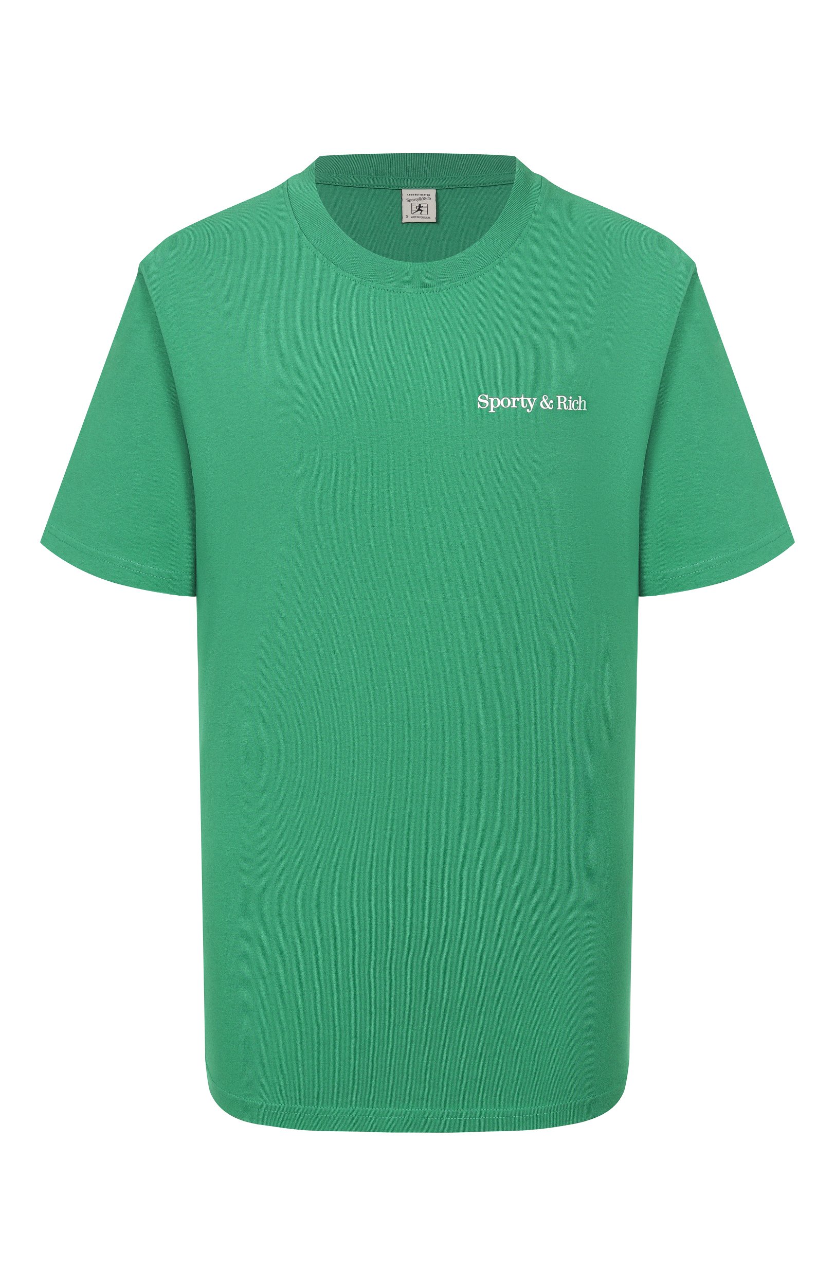 Хлопковая футболка SPORTY AND RICH зеленого цвета по цене 12150 руб., арт. T011973086GR19, фото 1 Хлопковая футболка SPORTY AND RICH, арт. T011973086GR19, фото 1