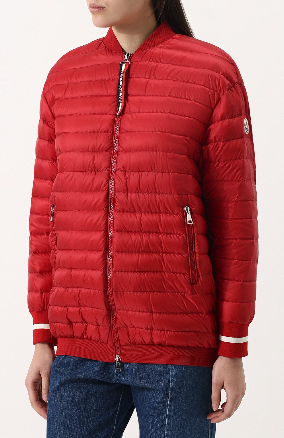 Удлиненный стеганый пуховик с манжетами MONCLER красного цвета по цене 69100 руб., арт. D1-093-46336-99-53048, фото 3 Удлиненный стеганый пуховик с манжетами MONCLER, арт. D1-093-46336-99-53048, фото 3