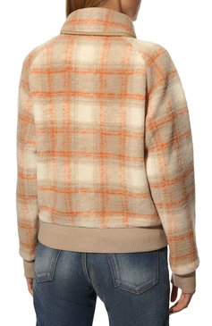 Женский бомбер WOOLRICH бежевого цвета, арт. CFWW0S0065FR/UT3155 | Фото 4 (Кросс-КТ: Куртка, бомбер; Материал внешний: Шерсть, Синтетический материал; Рукава: Длинные; Стили: Гранж; Материал сплава: Проставлено; Драгоценные камни: Проставлено; Длина (верхняя одежда): Короткие; Материал подклада: Хлопок)