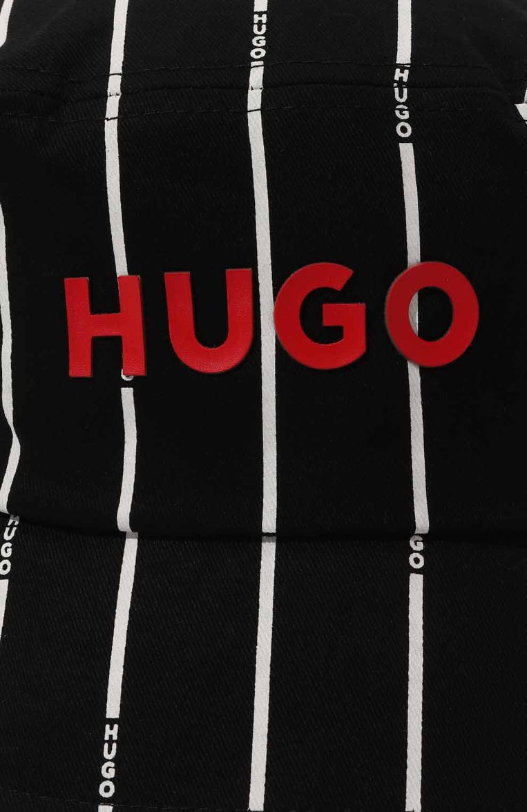 Детская хлопковая панама HUGO черно-белого цвета, арт. G00123 | Фото 3 (Материал сплава: Проставлено; Нос: Не проставлено; Материал: Текстиль, Хлопок)