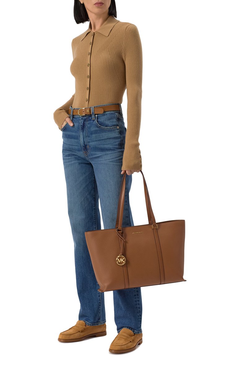 Женская сумка-тоут temple large MICHAEL MICHAEL KORS коричневого цвета, арт. 30R4G1LT3L | Фото 7 (Размер: large; Материал: Натуральная кожа)