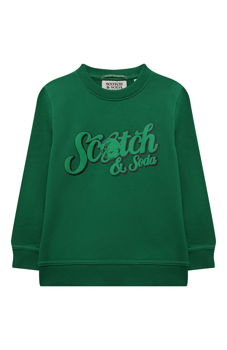 Детский хлопковый свитшот SCOTCH AND SODA зеленого цвета, арт. 167590-22-FWBM-D40 | Фото 1 (Материал внешний: Хлопок; Рукава: Длинные; Региональные ограничения белый список (Axapta Mercury): Не проставлено; Мальчики Кросс-КТ: Свитшот-одежда)