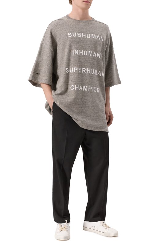 Хлопковая футболка Rick Owens x Champion Rick Owens CM01E1674/CHMJ Серый  CM01E1674/CHMJ Фото 2