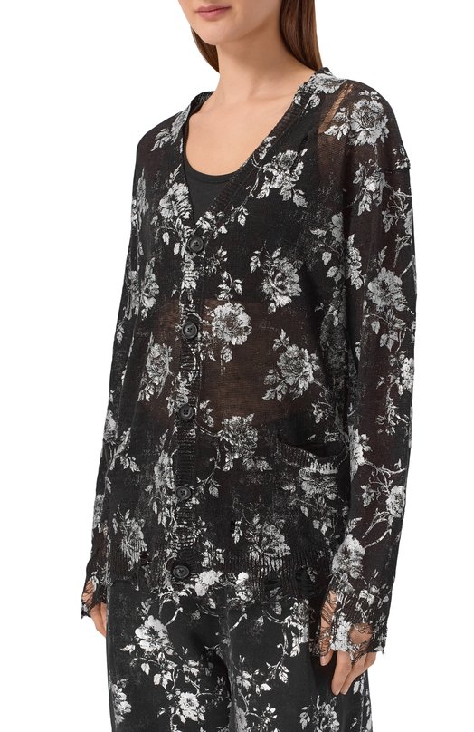 Льняной кардиган R13 R13WY237-Y262A Чёрный  R13WY237-Y262A Фото 3