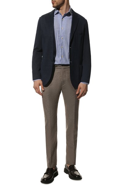 Рубашка из хлопка и льна ALESSANDRO GHERARDI синего цвета по цене 22350 руб., арт. D0UBLEL/6630, фото 2 Рубашка из хлопка и льна ALESSANDRO GHERARDI, арт. D0UBLEL/6630, фото 2