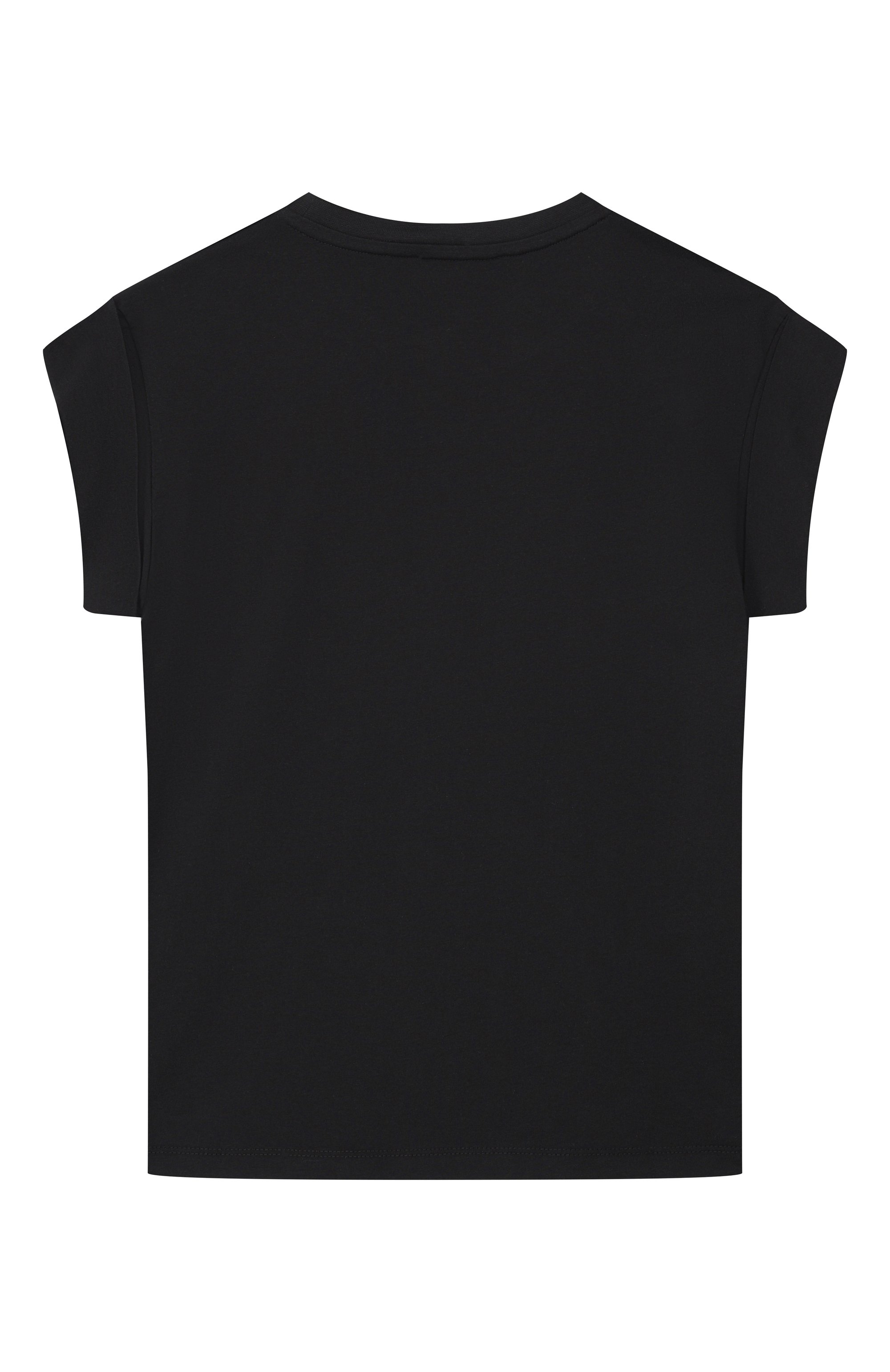 Хлопковая футболка MSGM KIDS черного цвета по цене 4695 руб., арт. S6MSJGTH070, фото 2 Хлопковая футболка MSGM KIDS, арт. S6MSJGTH070, фото 2