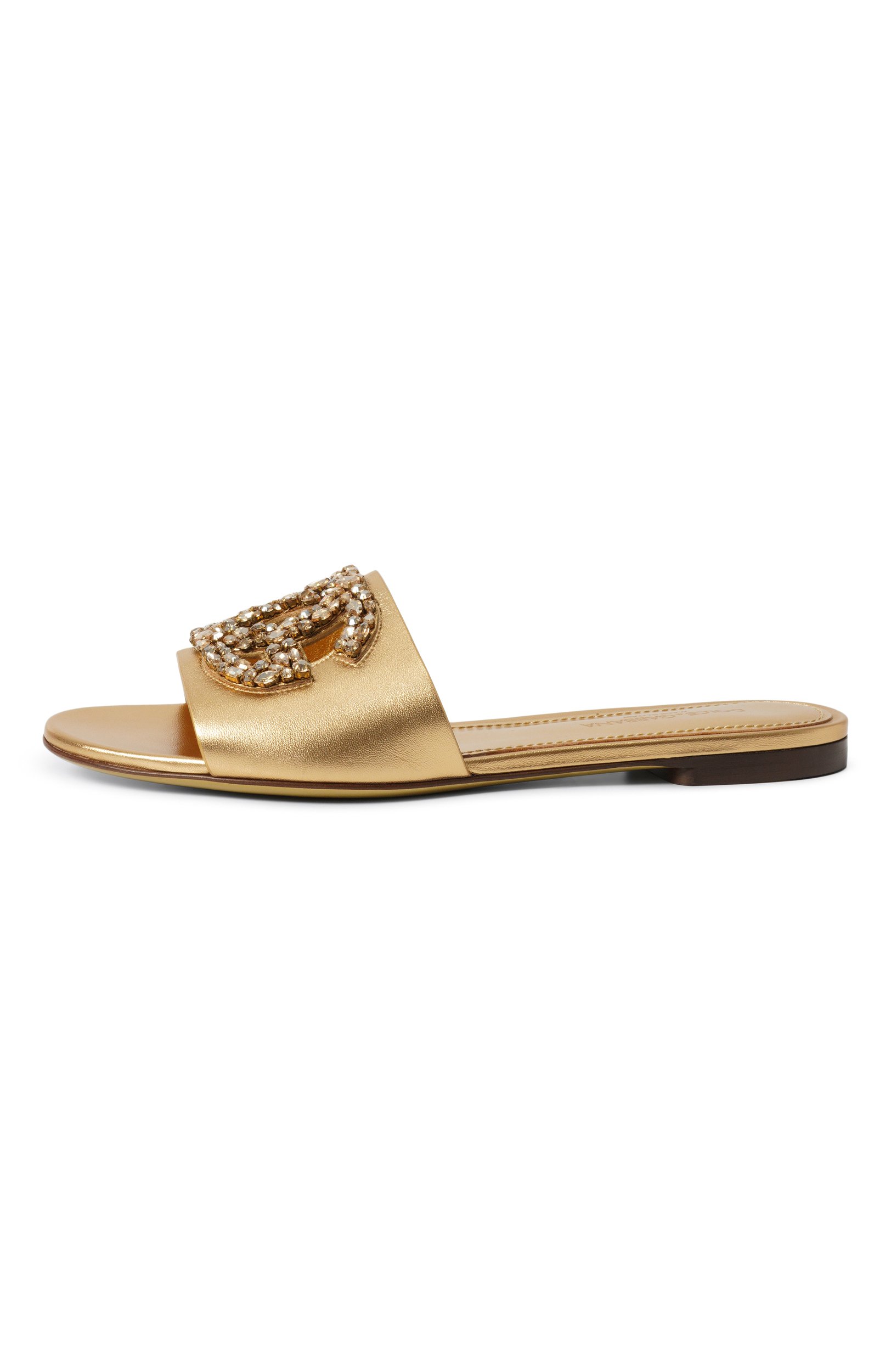 Кожаные шлепанцы DOLCE & GABBANA золотого цвета по цене 155000 руб., арт. CQ0697/A3M00, фото 4 Кожаные шлепанцы DOLCE & GABBANA, арт. CQ0697/A3M00, фото 4