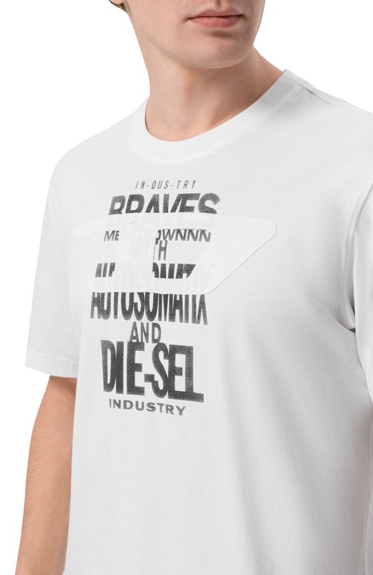 Хлопковая футболка Diesel A21027/0DMBJ Серый  A21027/0DMBJ Фото 5