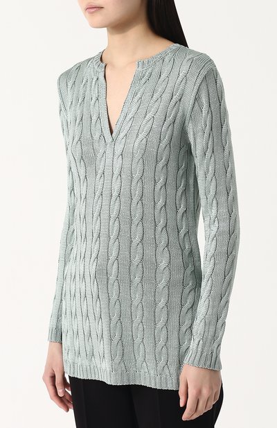 Удлиненный шелковый пуловер фактурной вязки RALPH LAUREN, арт. 290703705, фото 3