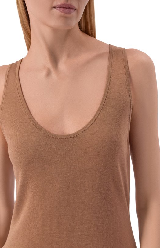 Платье из шелка и хлопка 12 STOREEZ 136892 Коричневый  136892 Фото 4