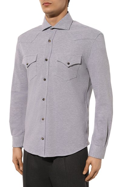 Хлопковая рубашка BRUNELLO CUCINELLI, арт. ME854B2268, фото 3