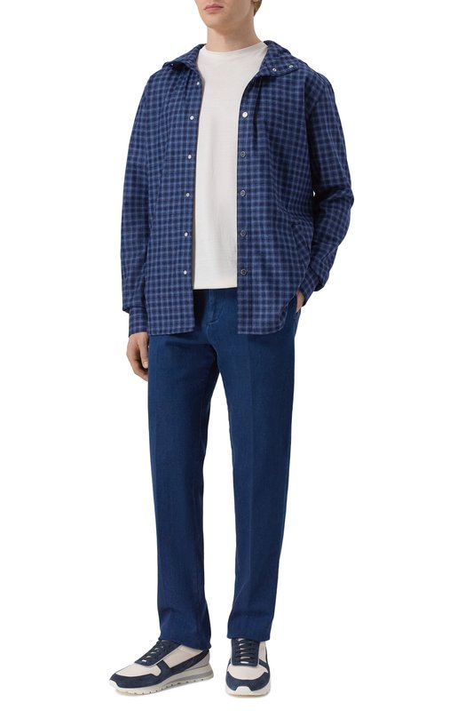 Рубашка из шерсти и кашемира Kiton UMCMARK0167G39 Синий  UMCMARK0167G39 Фото 2