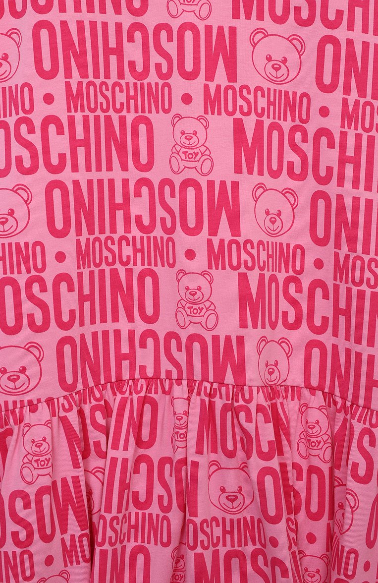 Детское хлопковое платье MOSCHINO розового цвета, арт. HDV0A5/LBB59/10A-14A | Фото 3 (Девочки Кросс-КТ: Платье-одежда; Случай: Повседневный; Рукава: Короткие; Материал внешний: Хлопок; Региональные ограничения белый список (Axapta Mercury): RU; Ростовка одежда: 10 - 11 лет | 140 - 146см, 12 лет | 152 см)