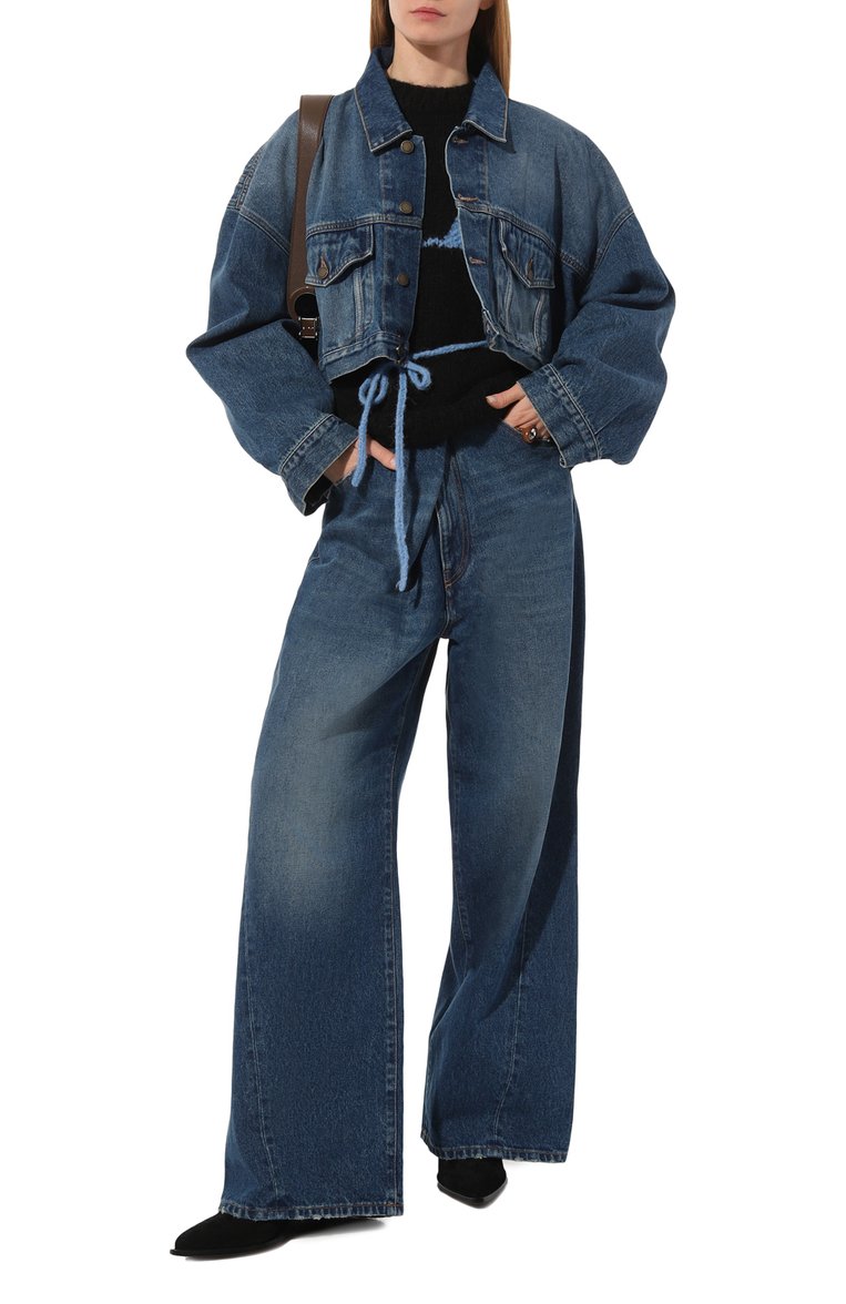 Женская джинсовая куртка DARKPARK синего цвета, арт. WJA02/DBL01W053 | Фото 2 (Кросс-КТ: Куртка, Деним; Рукава: Длинные; Стили: Гранж; Материал сплава: Проставлено; Материал внешний: Хлопок, Деним; Драгоценные камни: Проставлено; Длина (верхняя одежда): Короткие)