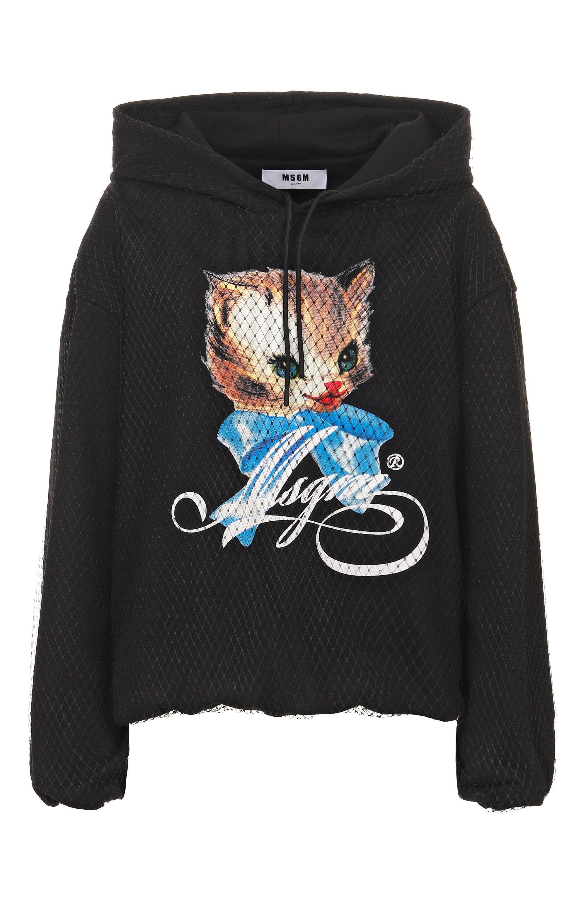 Хлопковое худи MSGM черного цвета по цене 49700 руб., арт. 3941MDM74/257799, фото 1 Хлопковое худи MSGM, арт. 3941MDM74/257799, фото 1