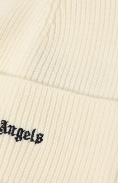 Мужская шапка PALM ANGELS белого цвета, арт. PMLC030F23KNI0030310 | Фото 3 (Материал: Текстиль, Шерсть, Синтетический материал; Нос: Не проставлено; Материал сплава: Проставлено; Кросс-КТ: Трикотаж)